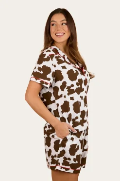 New Ringers Western Evadale Womens Short Pyjama Set - White / Chocolate