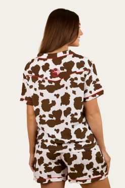 New Ringers Western Evadale Womens Short Pyjama Set - White / Chocolate