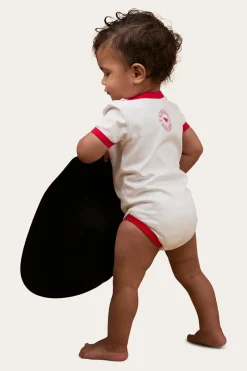 Clearance Ringers Western First Rodeo Babies Short Sleeve Romper - Off White / Red