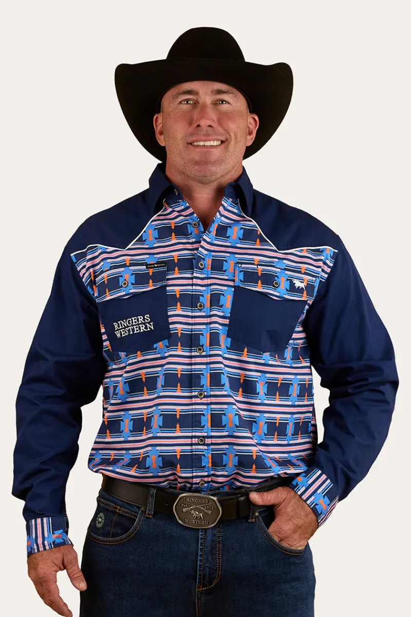 Online Ringers Western Friday Night Mens Limited Edition Work Shirt - Navy