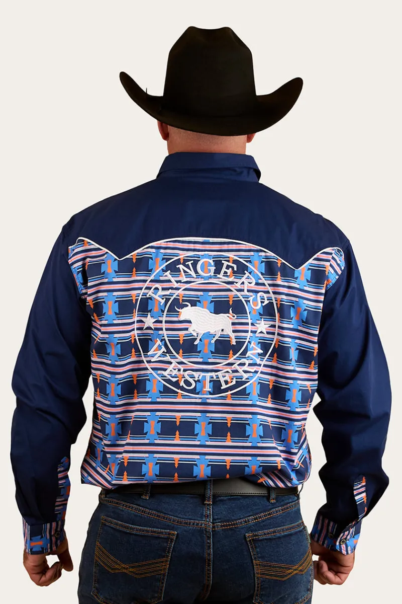 Online Ringers Western Friday Night Mens Limited Edition Work Shirt - Navy