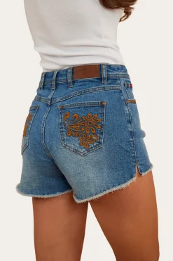Ringers Western Gracie Womens Denim Short - Mid Wash Blue