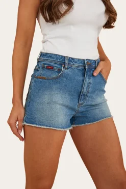 Ringers Western Gracie Womens Denim Short - Mid Wash Blue
