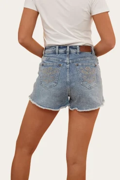Clearance Ringers Western Gracie Womens Denim Short - Light Wash Blue
