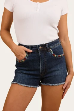 Sale Ringers Western Gracie Womens Denim Short - Dark Wash Blue