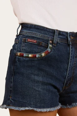 Sale Ringers Western Gracie Womens Denim Short - Dark Wash Blue
