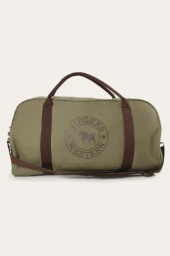 Sale Ringers Western Gundagai Duffle Bag - Khaki with Deep Brown Print