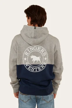 Hot Ringers Western Hahndorf Mens Hoodie - Grey Marle/Navy