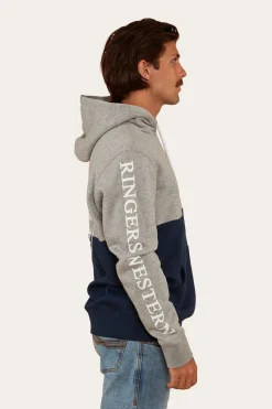 Hot Ringers Western Hahndorf Mens Hoodie - Grey Marle/Navy