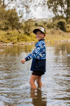 New Ringers Western Halls Creek Kids Fishing Jersey - Blue Camo