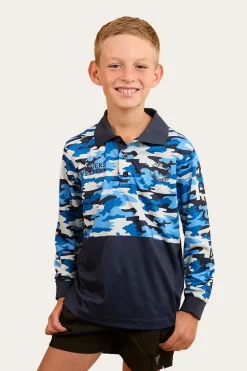 New Ringers Western Halls Creek Kids Fishing Jersey - Blue Camo