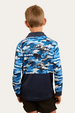New Ringers Western Halls Creek Kids Fishing Jersey - Blue Camo