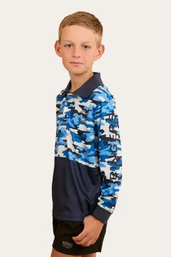 New Ringers Western Halls Creek Kids Fishing Jersey - Blue Camo