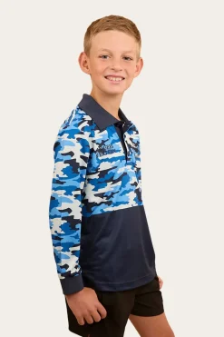 New Ringers Western Halls Creek Kids Fishing Jersey - Blue Camo