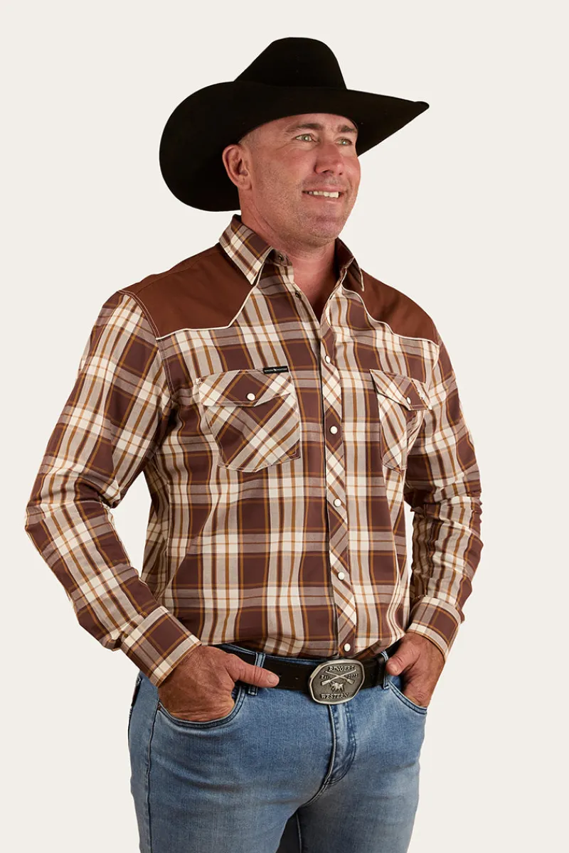 Online Ringers Western Hamersley Mens Western Shirt - Chocolate