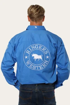 Discount Ringers Western Hawkeye Mens Full Button Work Shirt - Blue/White