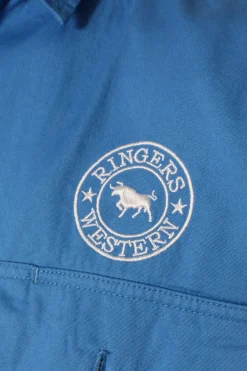 Discount Ringers Western Hawkeye Mens Full Button Work Shirt - Blue/White
