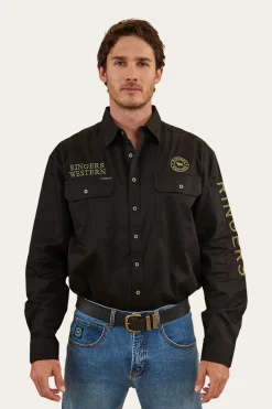 Clearance Ringers Western Hawkeye Mens Full Button Work Shirt - Black/Camo