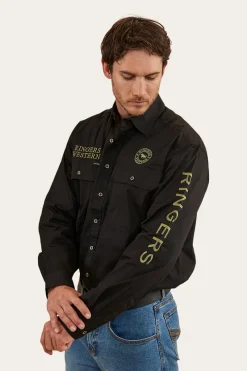 Clearance Ringers Western Hawkeye Mens Full Button Work Shirt - Black/Camo