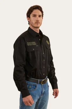 Clearance Ringers Western Hawkeye Mens Full Button Work Shirt - Black/Camo