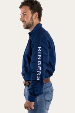 Best Ringers Western Hawkeye Mens Full Button Work Shirt - Navy/White