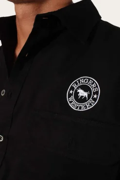 Sale Ringers Western Hawkeye Mens Full Button Work Shirt - Black/White