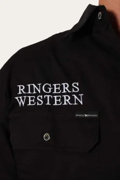 Sale Ringers Western Hawkeye Mens Full Button Work Shirt - Black/White