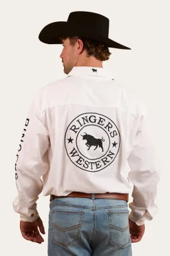 Online Ringers Western Hawkeye Mens Full Button Work Shirt - White/Black