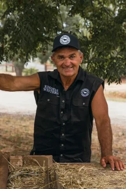 Online Ringers Western Hawkeye Mens Sleeveless Work Shirt - Black/White