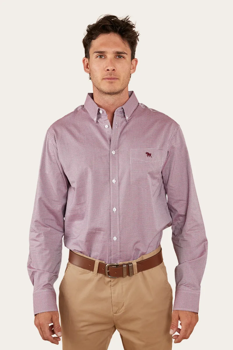Sale Ringers Western Heritage Mens Check Dress Shirt - Burgundy