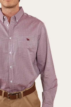 Sale Ringers Western Heritage Mens Check Dress Shirt - Burgundy