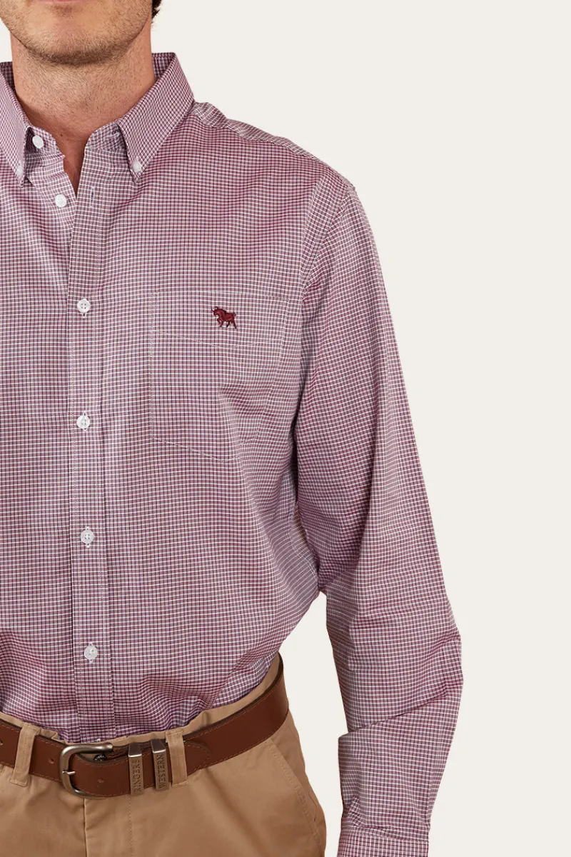 Sale Ringers Western Heritage Mens Check Dress Shirt - Burgundy