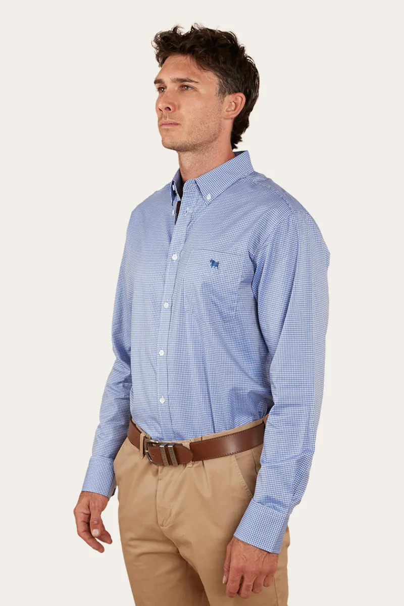 Sale Ringers Western Heritage Mens Check Dress Shirt - Blue