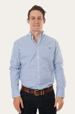 Clearance Ringers Western Heritage Mens Check Dress Shirt - Blue/White
