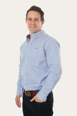 Clearance Ringers Western Heritage Mens Check Dress Shirt - Blue/White