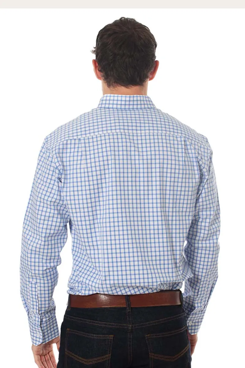 Clearance Ringers Western Heritage Mens Check Dress Shirt - Blue/White