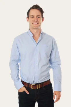 Clearance Ringers Western Heritage Mens Plain Dress Shirt - Chambray Blue