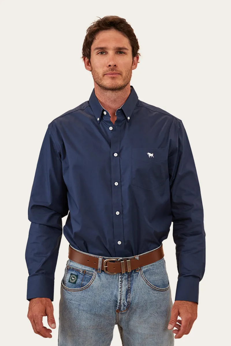 Outlet Ringers Western Heritage Mens Plain Dress Shirt - Navy