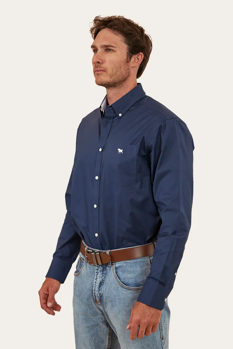 Outlet Ringers Western Heritage Mens Plain Dress Shirt - Navy