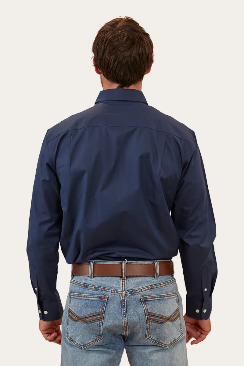 Outlet Ringers Western Heritage Mens Plain Dress Shirt - Navy