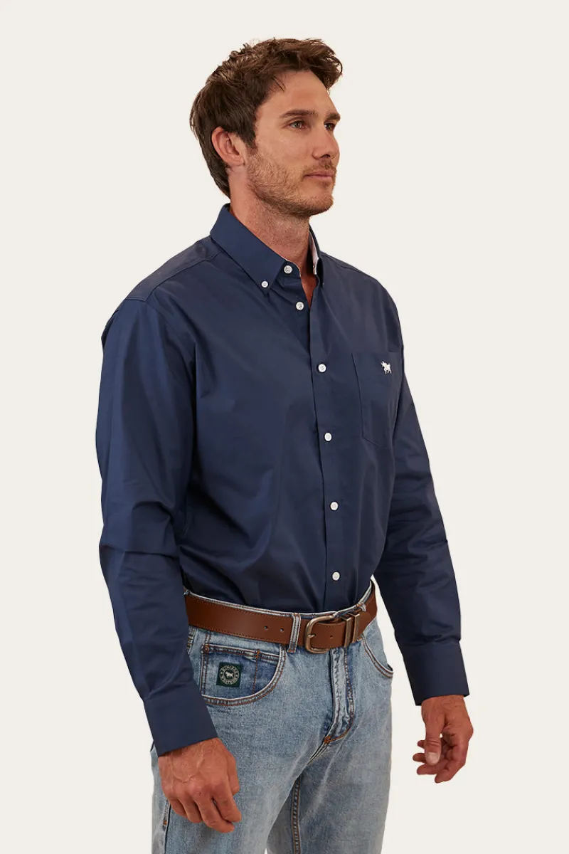 Outlet Ringers Western Heritage Mens Plain Dress Shirt - Navy