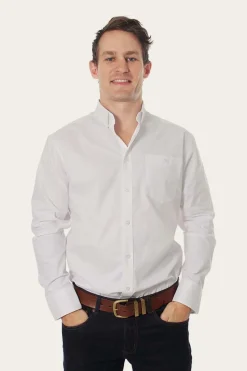 Hot Ringers Western Heritage Mens Plain Dress Shirt - White