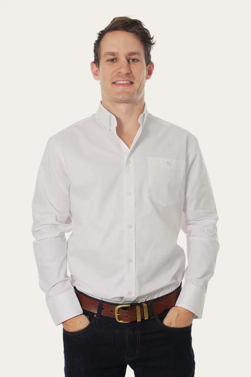 Hot Ringers Western Heritage Mens Plain Dress Shirt - White