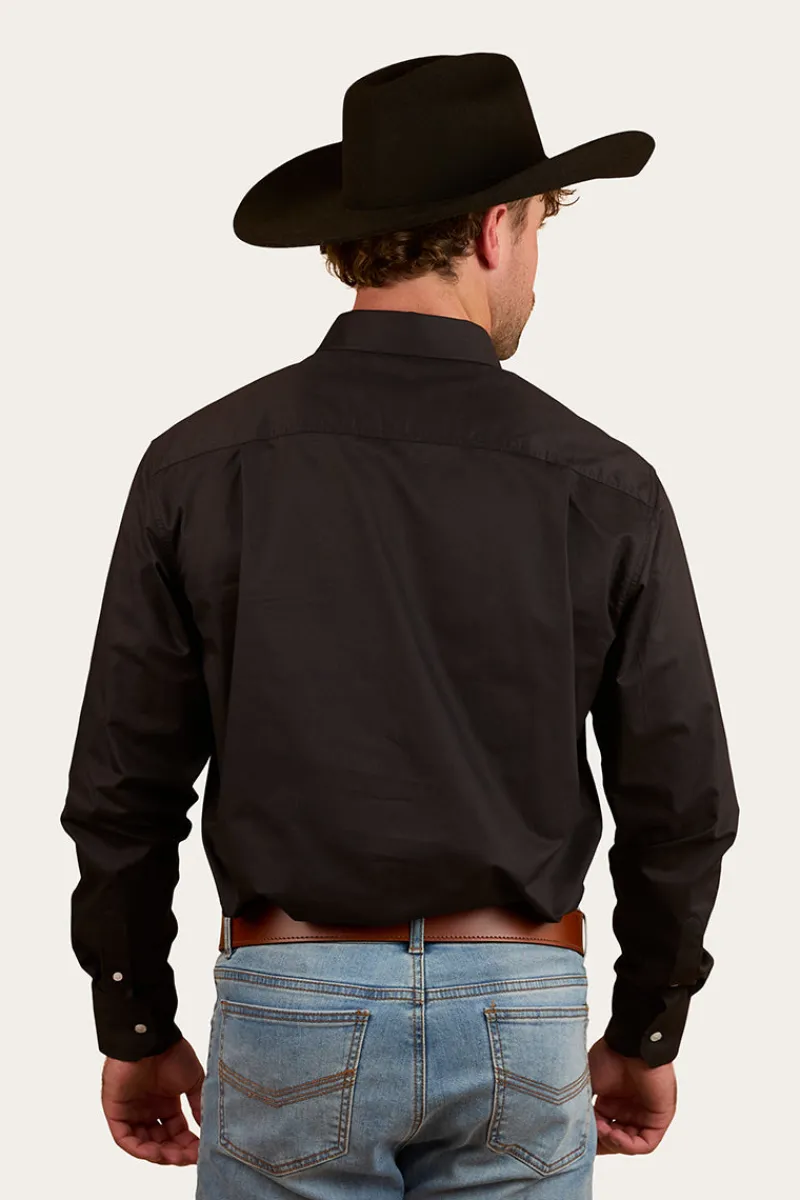 Online Ringers Western Heritage Mens Plain Dress Shirt - Black