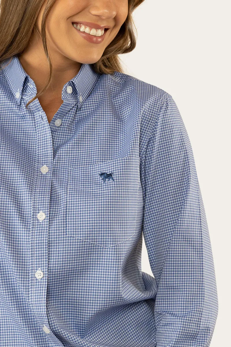 New Ringers Western Heritage Womens Check Dress Shirt - Blue