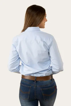 Outlet Ringers Western Heritage Womens Plain Dress Shirt - Chambray Blue