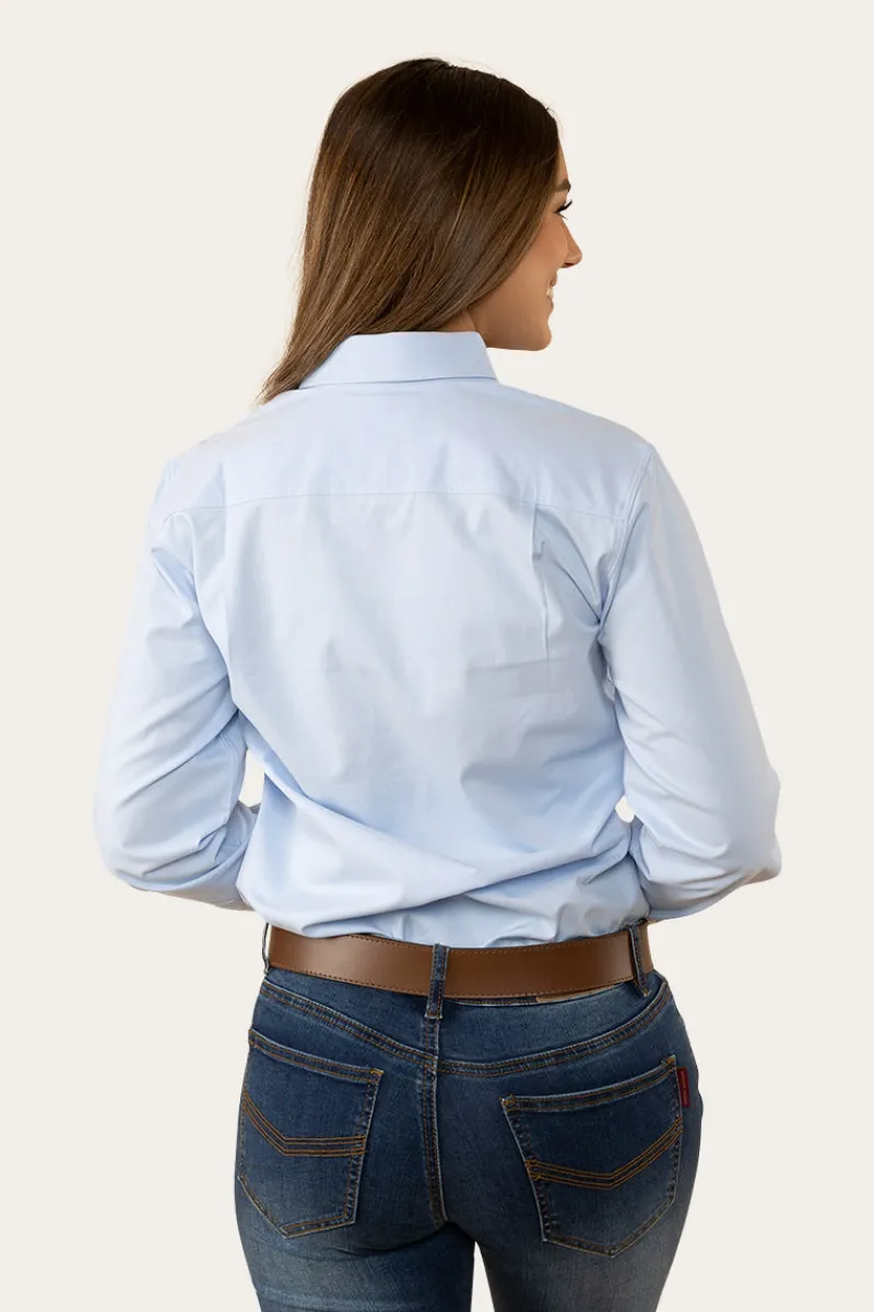 Outlet Ringers Western Heritage Womens Plain Dress Shirt - Chambray Blue
