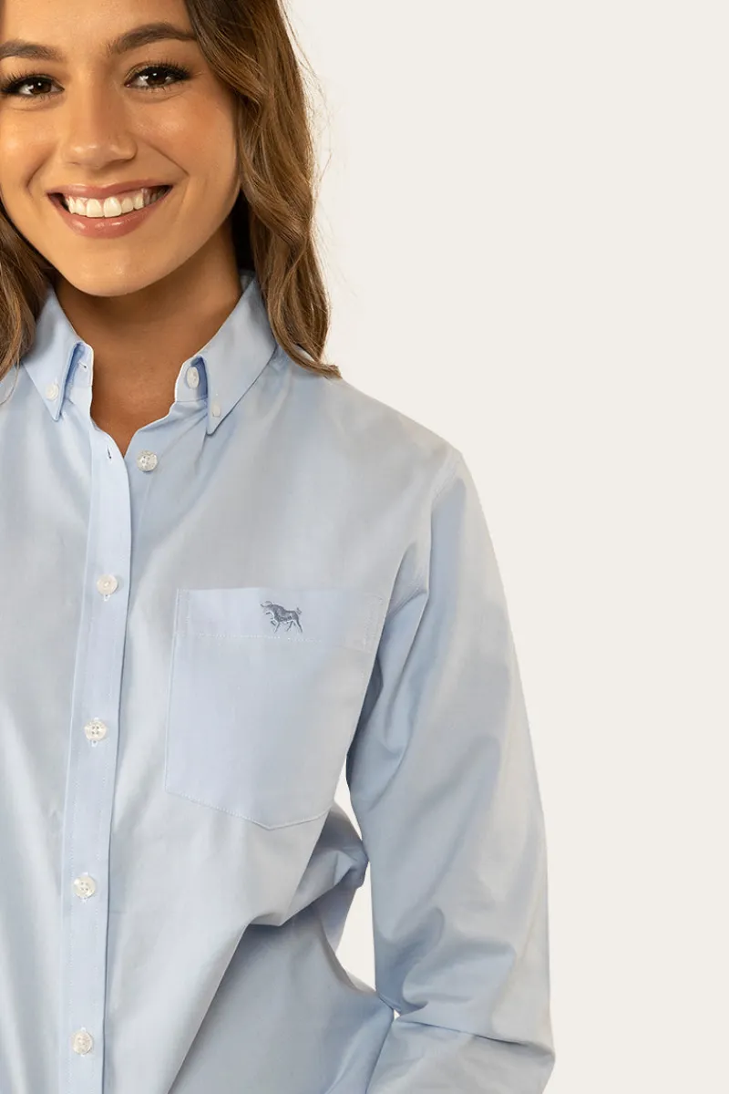 Outlet Ringers Western Heritage Womens Plain Dress Shirt - Chambray Blue