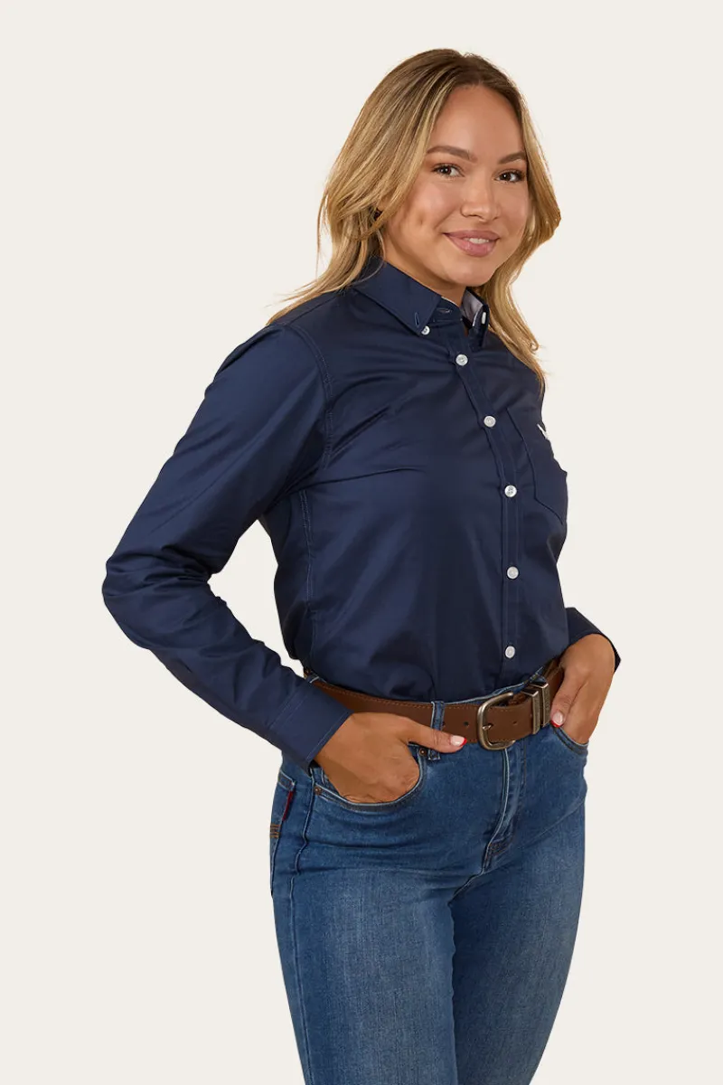 New Ringers Western Heritage Womens Plain Dress Shirt - Navy
