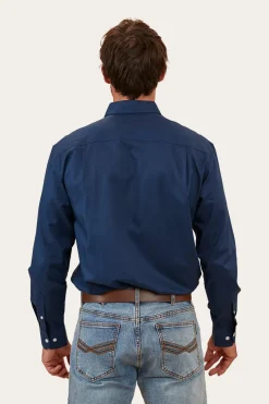 Hot Ringers Western Homestead Mens Dress Shirt - Navy